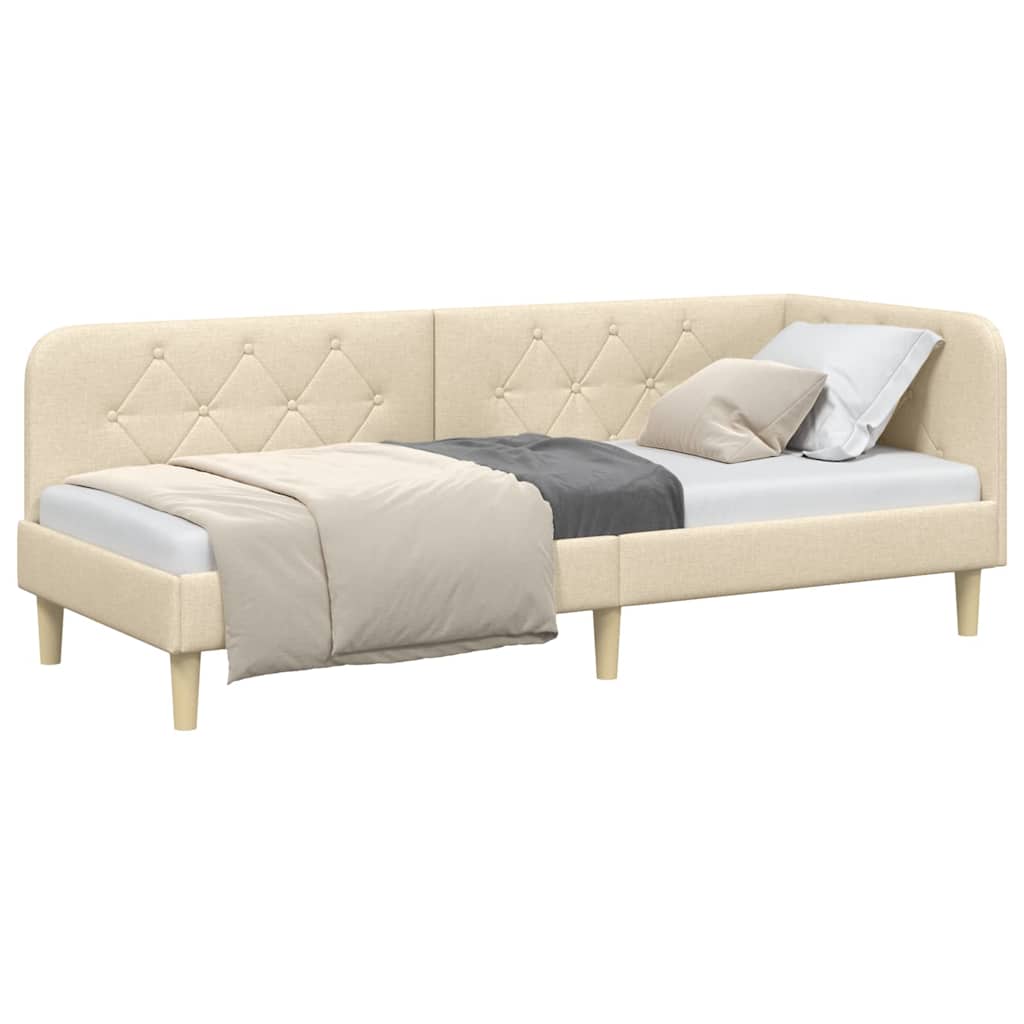 vidaXL Κρεβάτι Γωνίας Κρεμ 80 x 200 cm ύφασμα