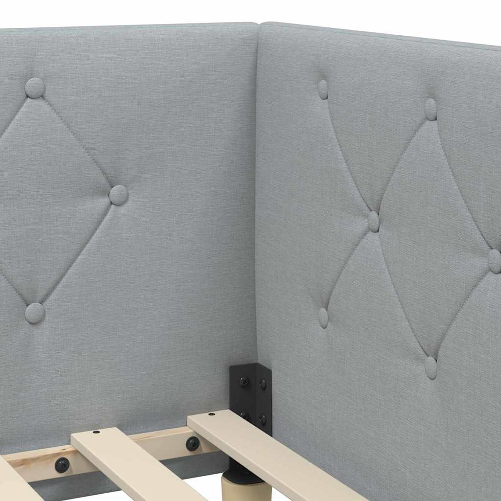 vidaXL Κρεβάτι Γωνίας με κεφαλάρι Ανοιχτό γκρι 90 x 190 cm ύφασμα