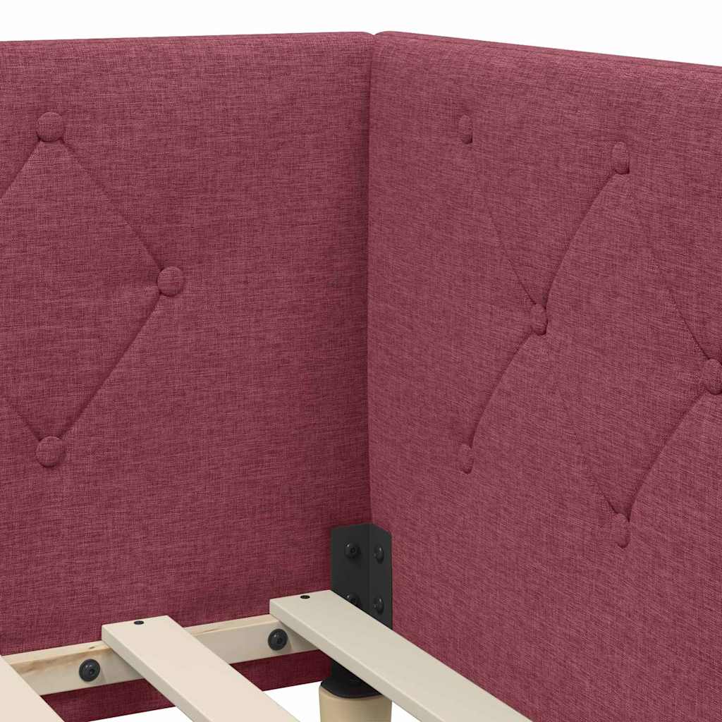 vidaXL Κρεβάτι Γωνίας Κόκκινο 90 x 190 cm ύφασμα