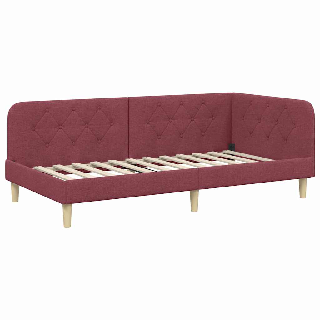 vidaXL Κρεβάτι Γωνίας Κόκκινο 90 x 190 cm ύφασμα