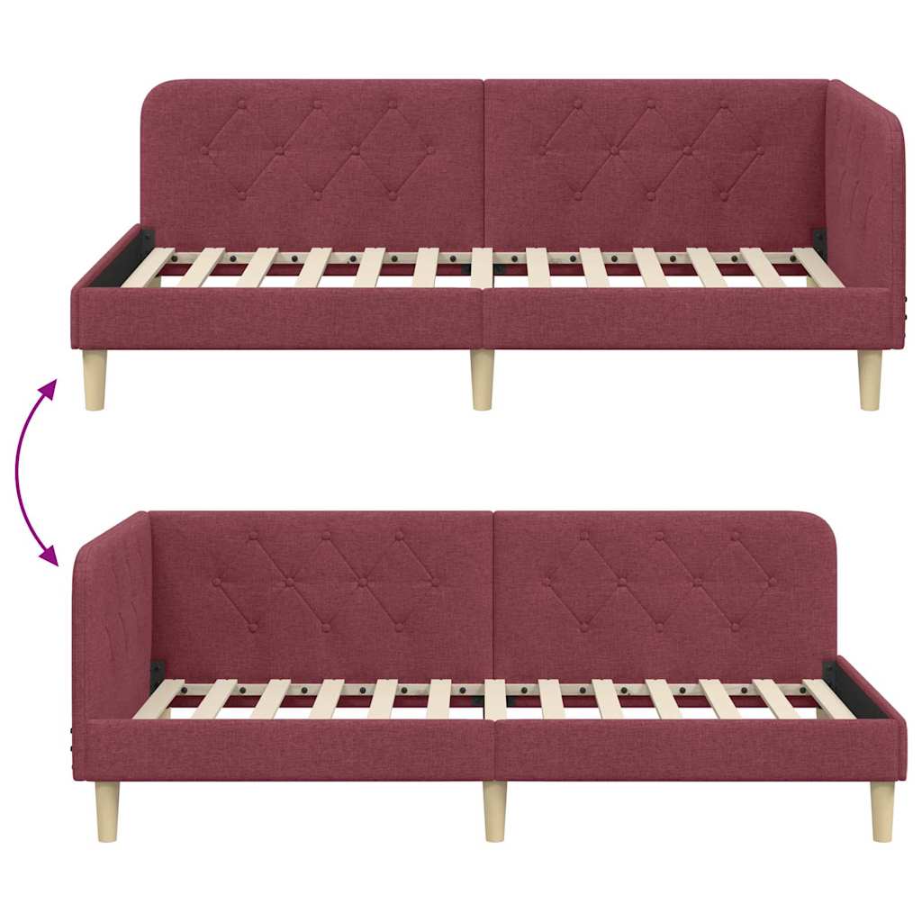 vidaXL Κρεβάτι Γωνίας Κόκκινο 90 x 190 cm ύφασμα