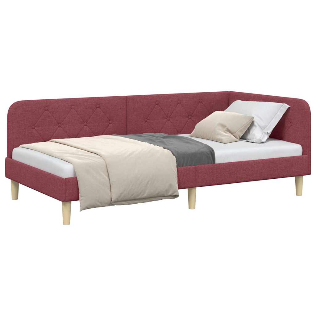 vidaXL Κρεβάτι Γωνίας Κόκκινο 90 x 190 cm ύφασμα