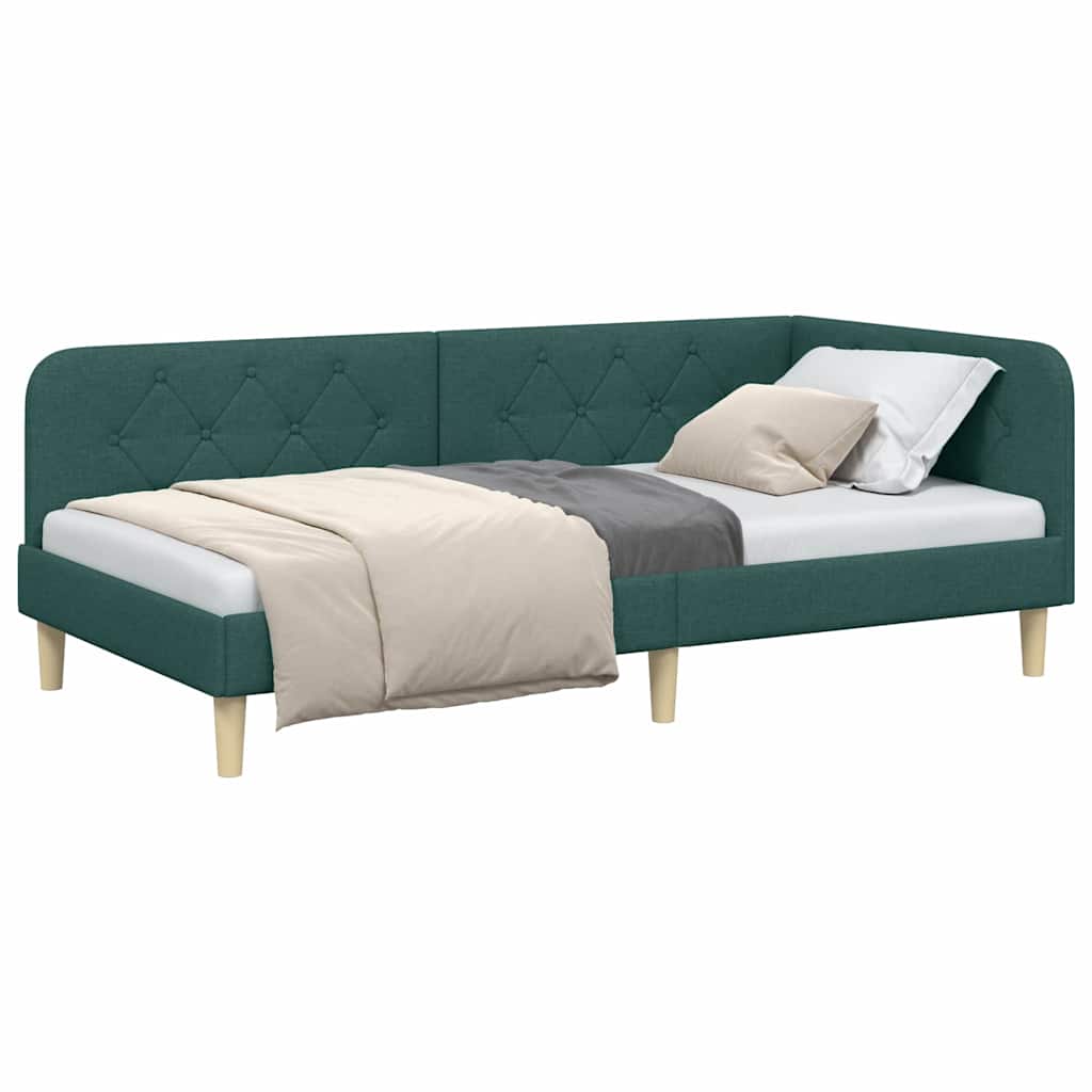 vidaXL Κρεβάτι Γωνίας Σκούρο Πράσινο 90 x 190 cm ύφασμα