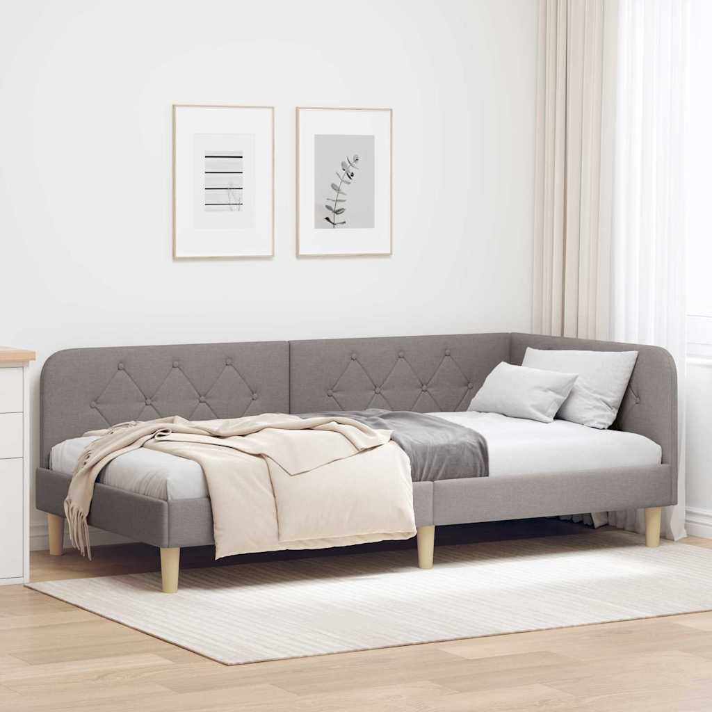 vidaXL Κρεβάτι Γωνίας Taupe 90 x 190 cm ύφασμα