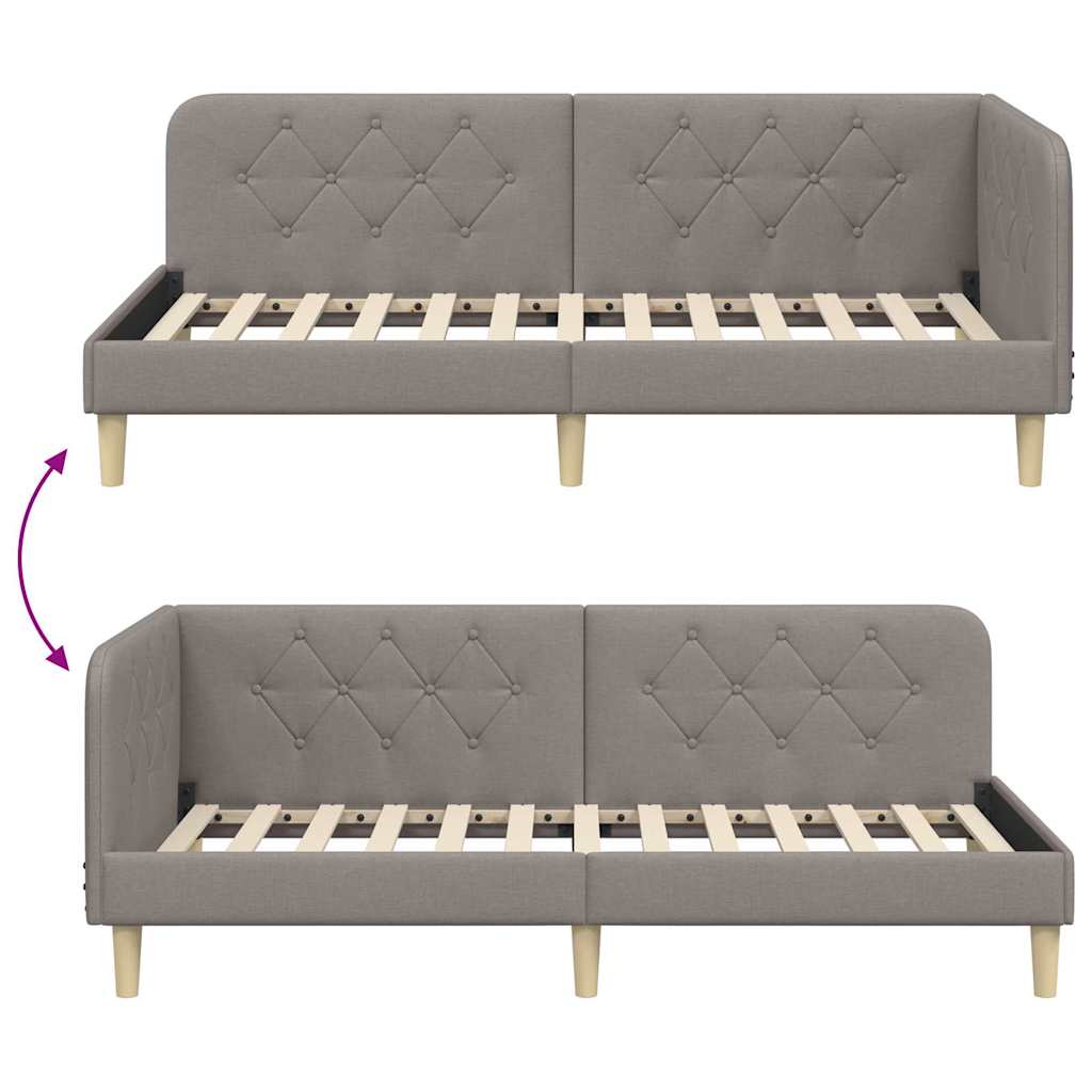 vidaXL Κρεβάτι Γωνίας Taupe 90 x 190 cm ύφασμα