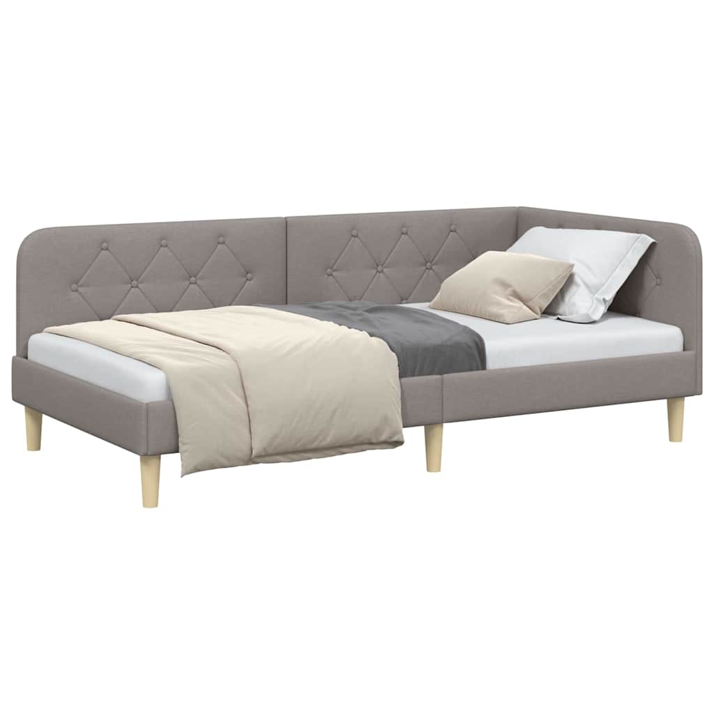 vidaXL Κρεβάτι Γωνίας Taupe 90 x 190 cm ύφασμα