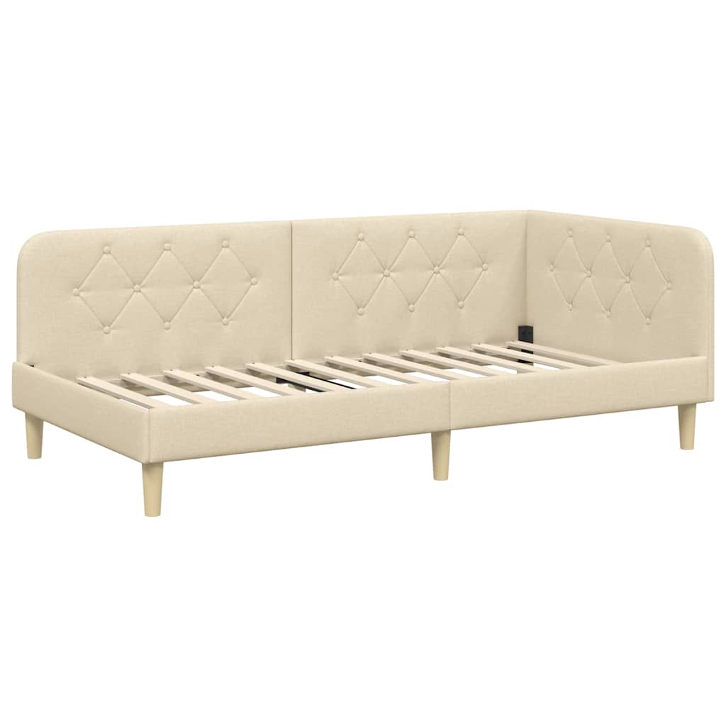 vidaXL Κρεβάτι Γωνίας Κρεμ 90 x 190 cm ύφασμα