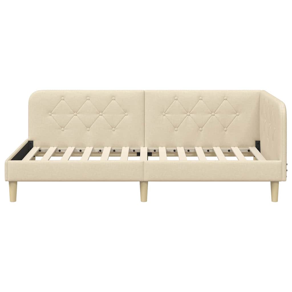 vidaXL Κρεβάτι Γωνίας Κρεμ 90 x 190 cm ύφασμα