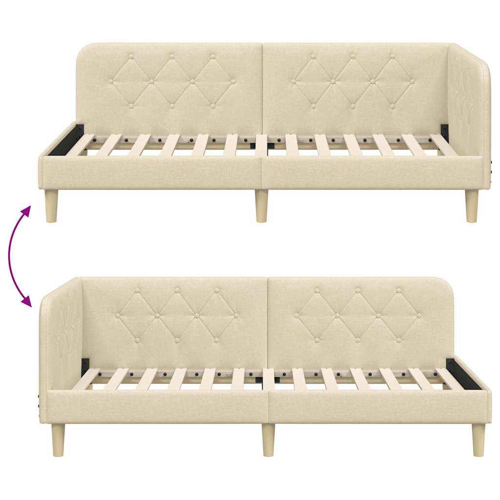 vidaXL Κρεβάτι Γωνίας Κρεμ 90 x 190 cm ύφασμα
