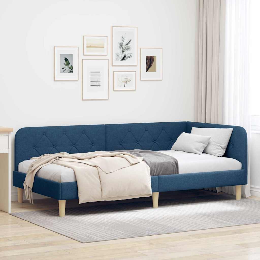 vidaXL Κρεβάτι Γωνίας Μπλε 90 x 190 cm ύφασμα