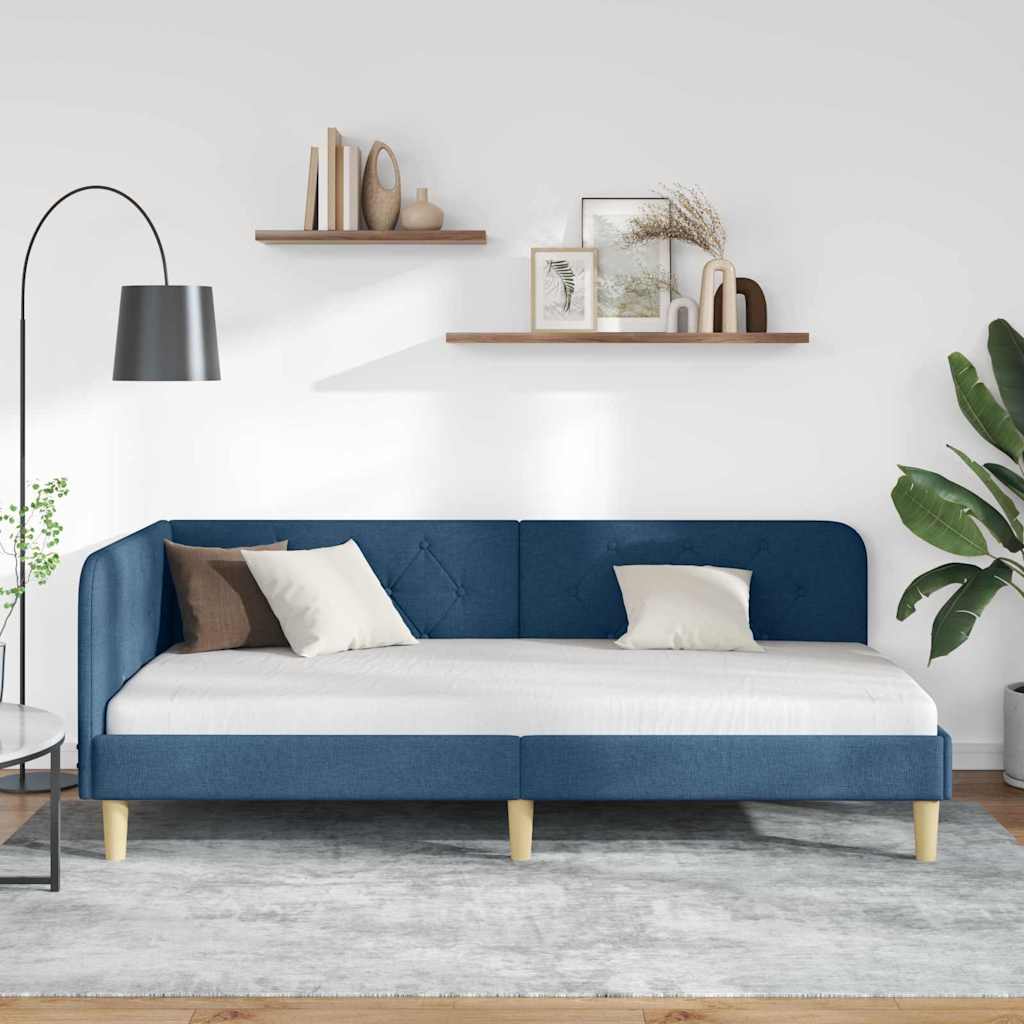 vidaXL Κρεβάτι Γωνίας Μπλε 90 x 190 cm ύφασμα