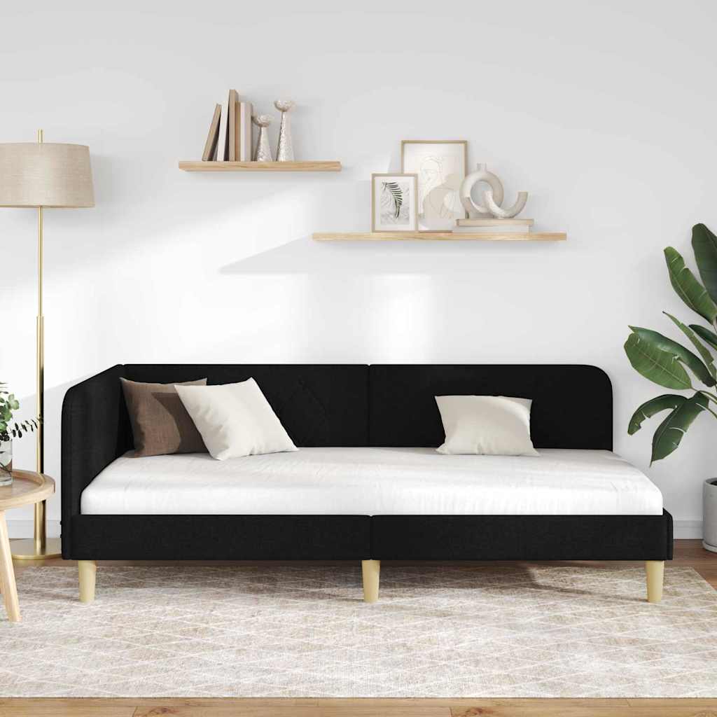 vidaXL Κρεβάτι Γωνίας Μαύρο 90 x 200 cm ύφασμα