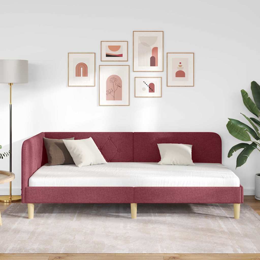 vidaXL Κρεβάτι Γωνίας Κόκκινο 90 x 200 cm ύφασμα
