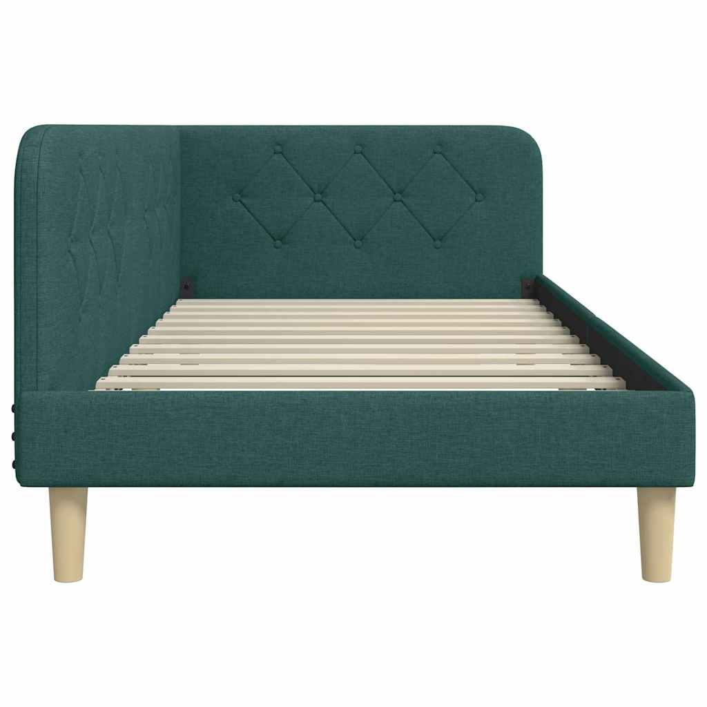 vidaXL Κρεβάτι Γωνίας Σκούρο Πράσινο 90 x 200 cm ύφασμα