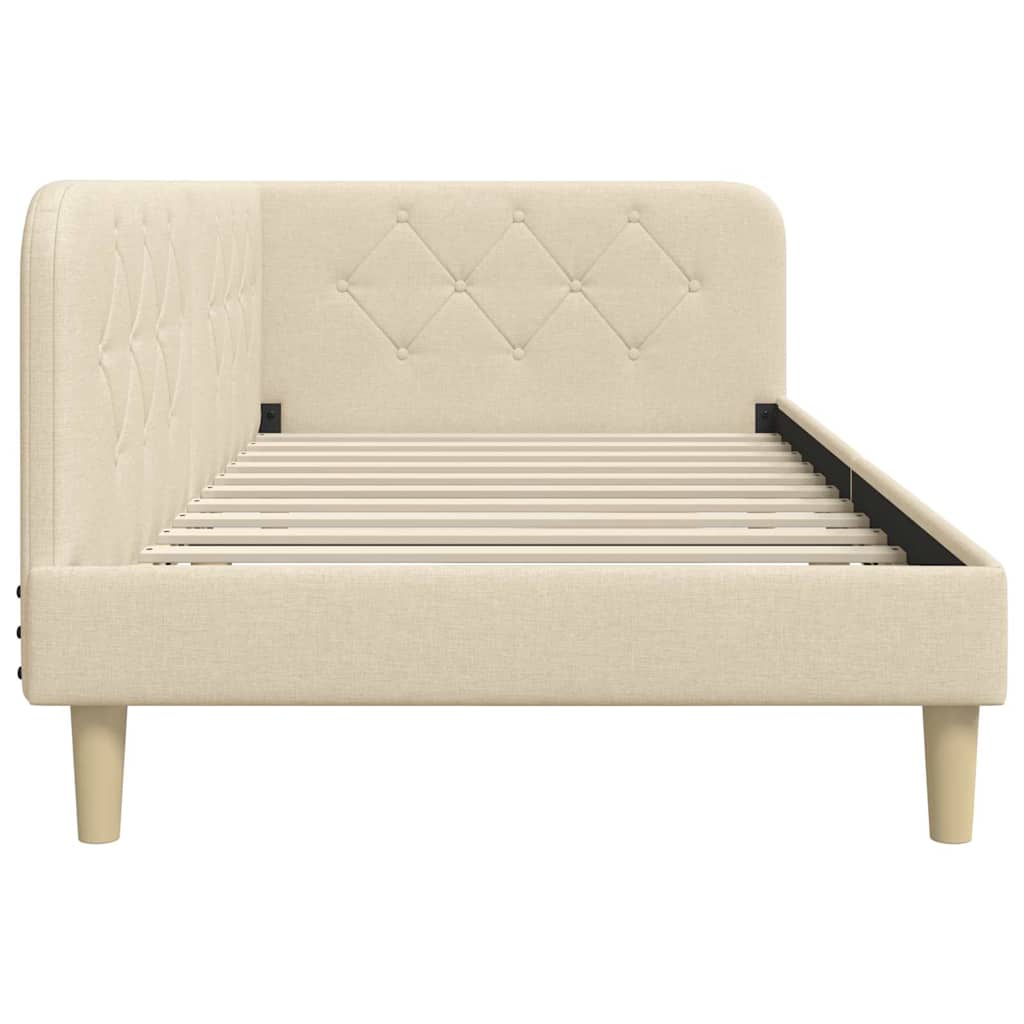 vidaXL Κρεβάτι Γωνίας Κρεμ 90 x 200 cm ύφασμα