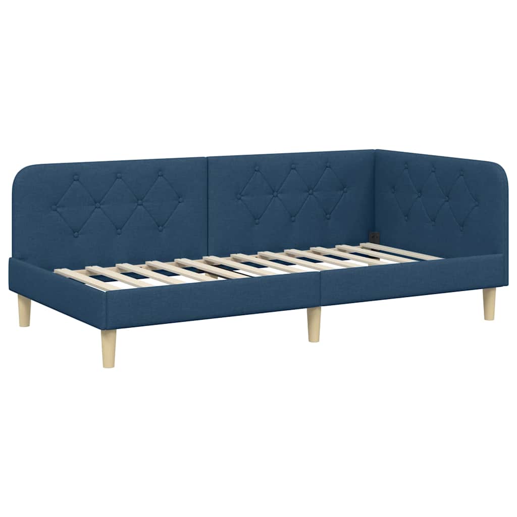 vidaXL Κρεβάτι Γωνίας Μπλε 90 x 200 cm ύφασμα