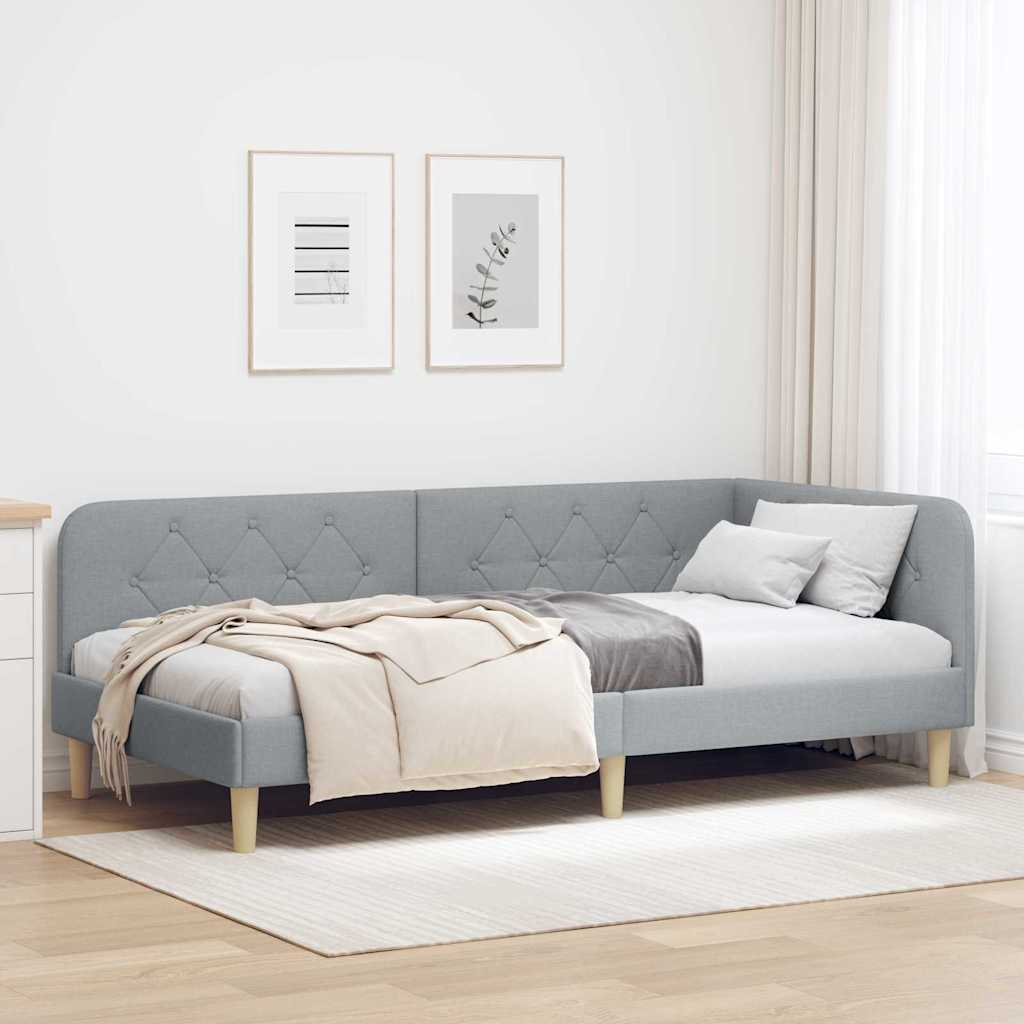 vidaXL Κρεβάτι Γωνίας Ανοιχτό γκρι 100 x 200 cm ύφασμα