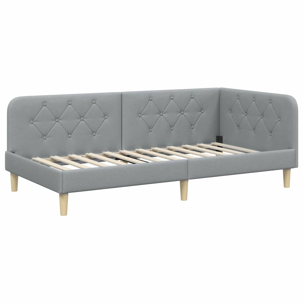 vidaXL Κρεβάτι Γωνίας Ανοιχτό γκρι 100 x 200 cm ύφασμα