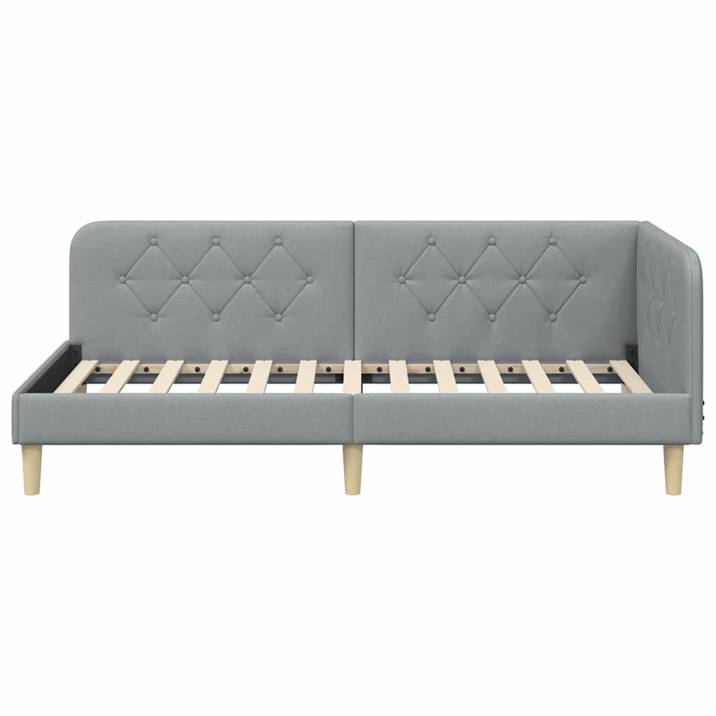 vidaXL Κρεβάτι Γωνίας Ανοιχτό γκρι 100 x 200 cm ύφασμα