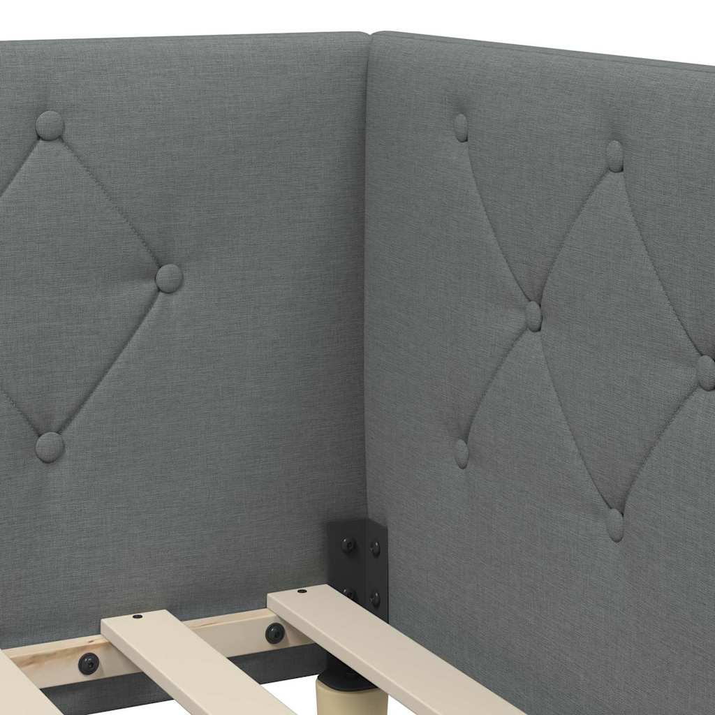 vidaXL Κρεβάτι Γωνίας Σκούρο Γκρι 100 x 200 cm ύφασμα
