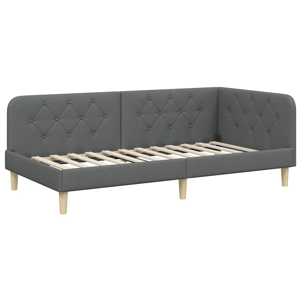 vidaXL Κρεβάτι Γωνίας Σκούρο Γκρι 100 x 200 cm ύφασμα