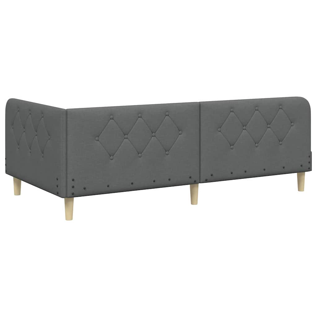 vidaXL Κρεβάτι Γωνίας Σκούρο Γκρι 100 x 200 cm ύφασμα