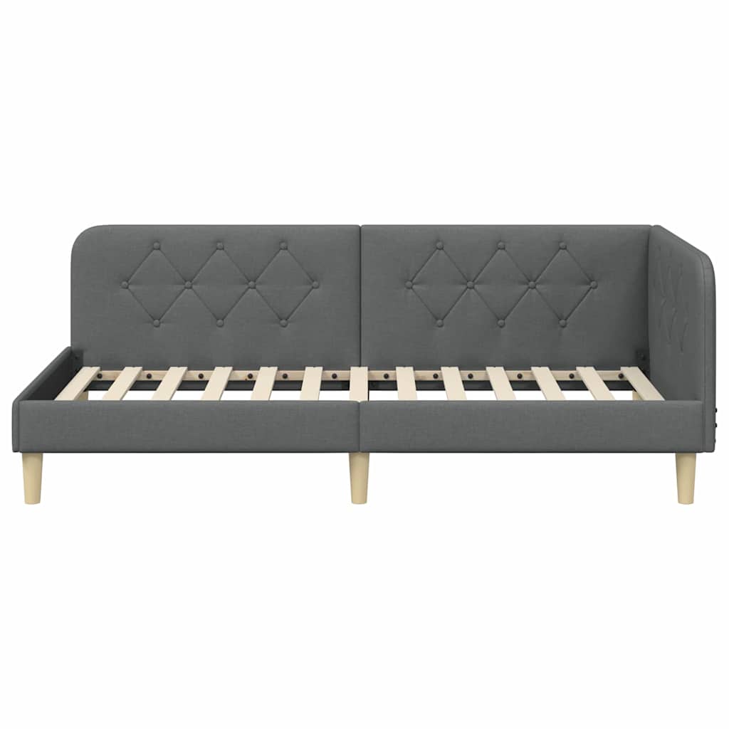 vidaXL Κρεβάτι Γωνίας Σκούρο Γκρι 100 x 200 cm ύφασμα