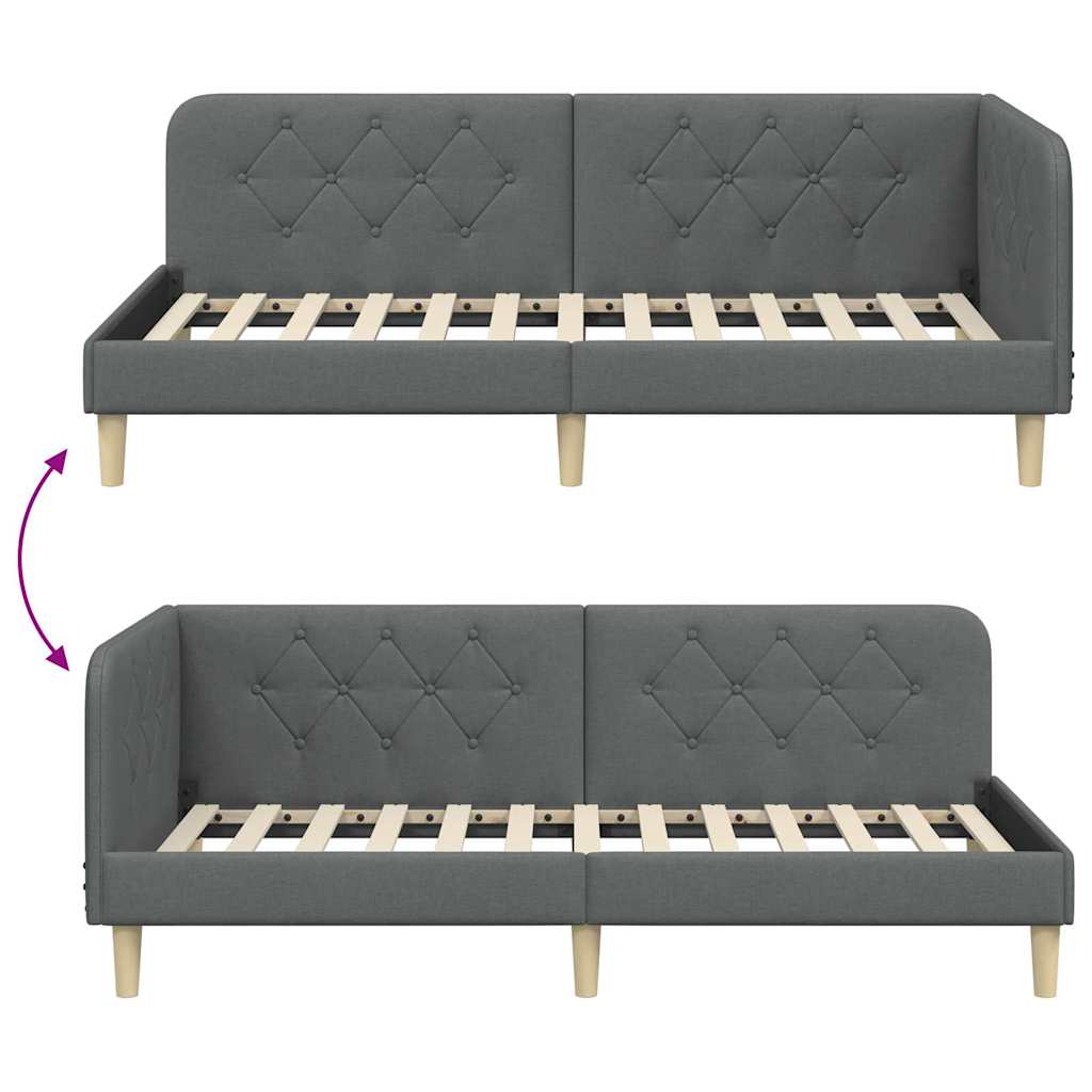 vidaXL Κρεβάτι Γωνίας Σκούρο Γκρι 100 x 200 cm ύφασμα