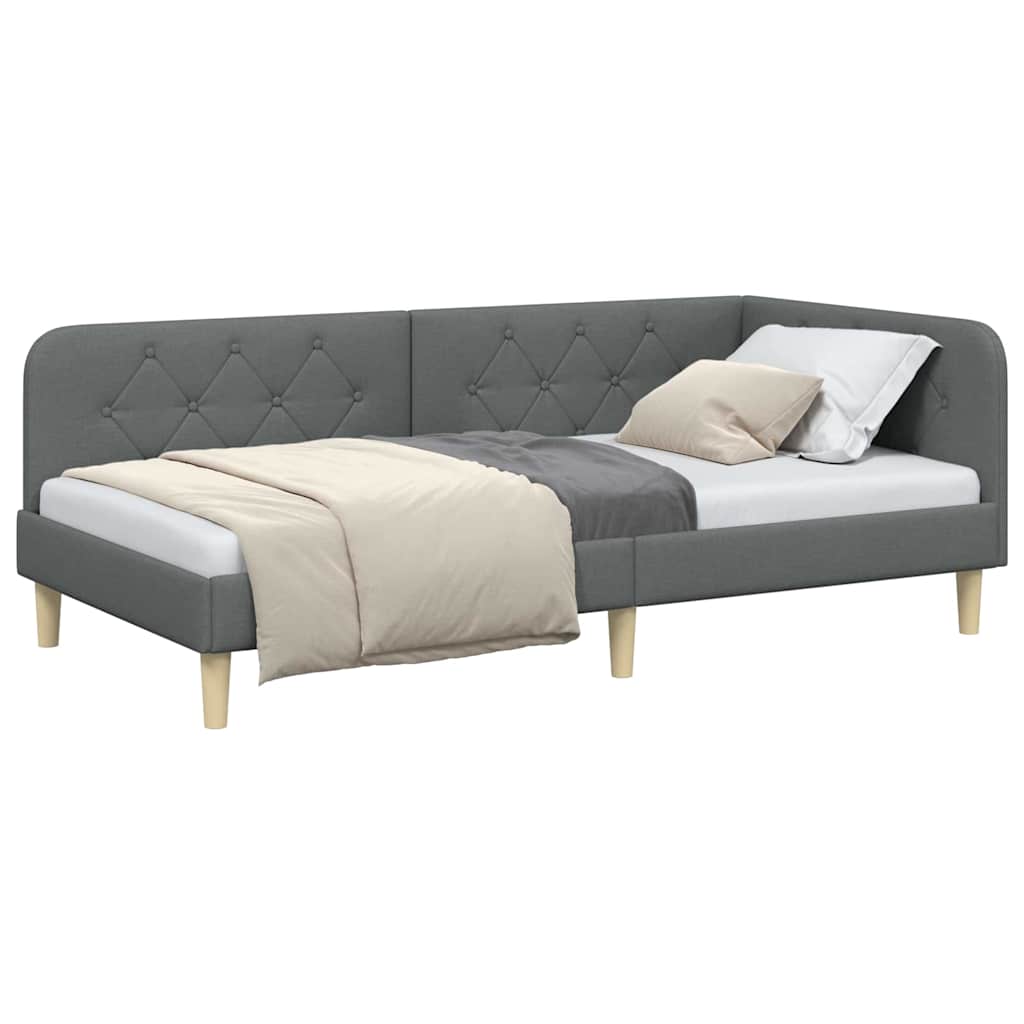 vidaXL Κρεβάτι Γωνίας Σκούρο Γκρι 100 x 200 cm ύφασμα