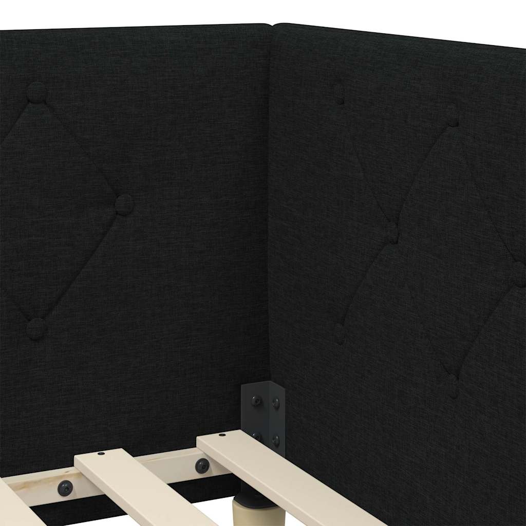 vidaXL Κρεβάτι Γωνίας Μαύρο 100 x 200 cm ύφασμα