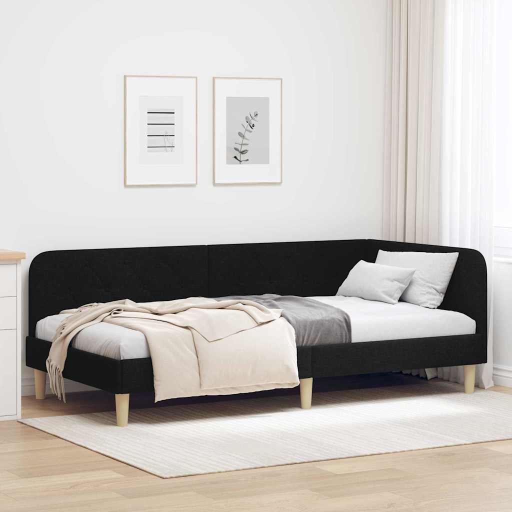 vidaXL Κρεβάτι Γωνίας Μαύρο 100 x 200 cm ύφασμα