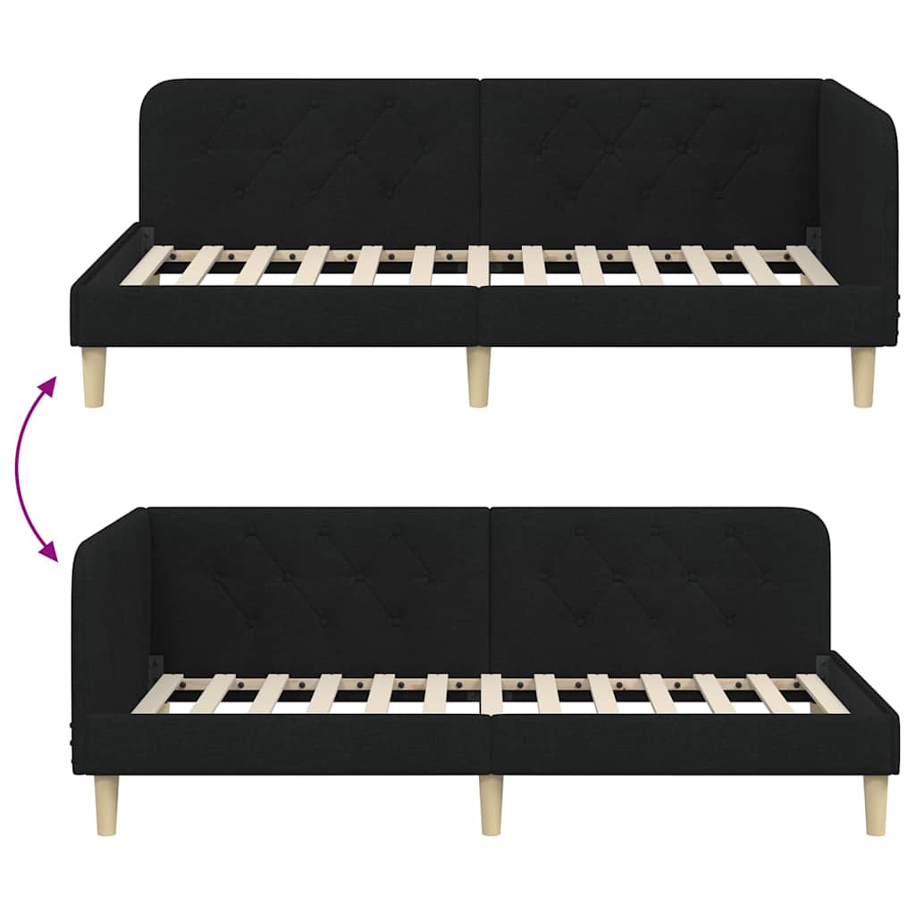 vidaXL Κρεβάτι Γωνίας Μαύρο 100 x 200 cm ύφασμα
