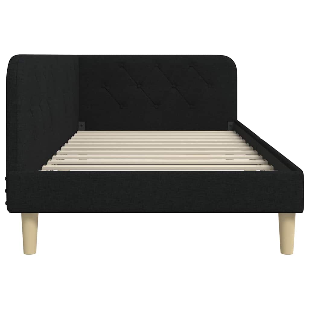 vidaXL Κρεβάτι Γωνίας Μαύρο 100 x 200 cm ύφασμα