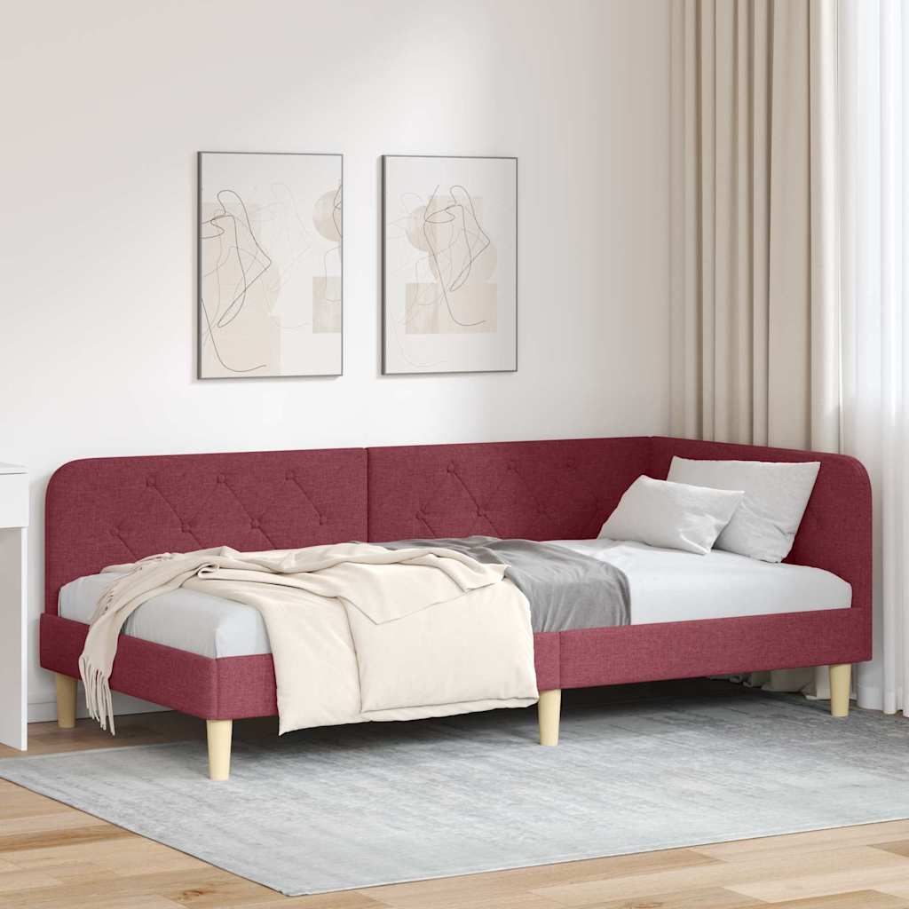 vidaXL Κρεβάτι Γωνίας Κόκκινο 100 x 200 cm ύφασμα