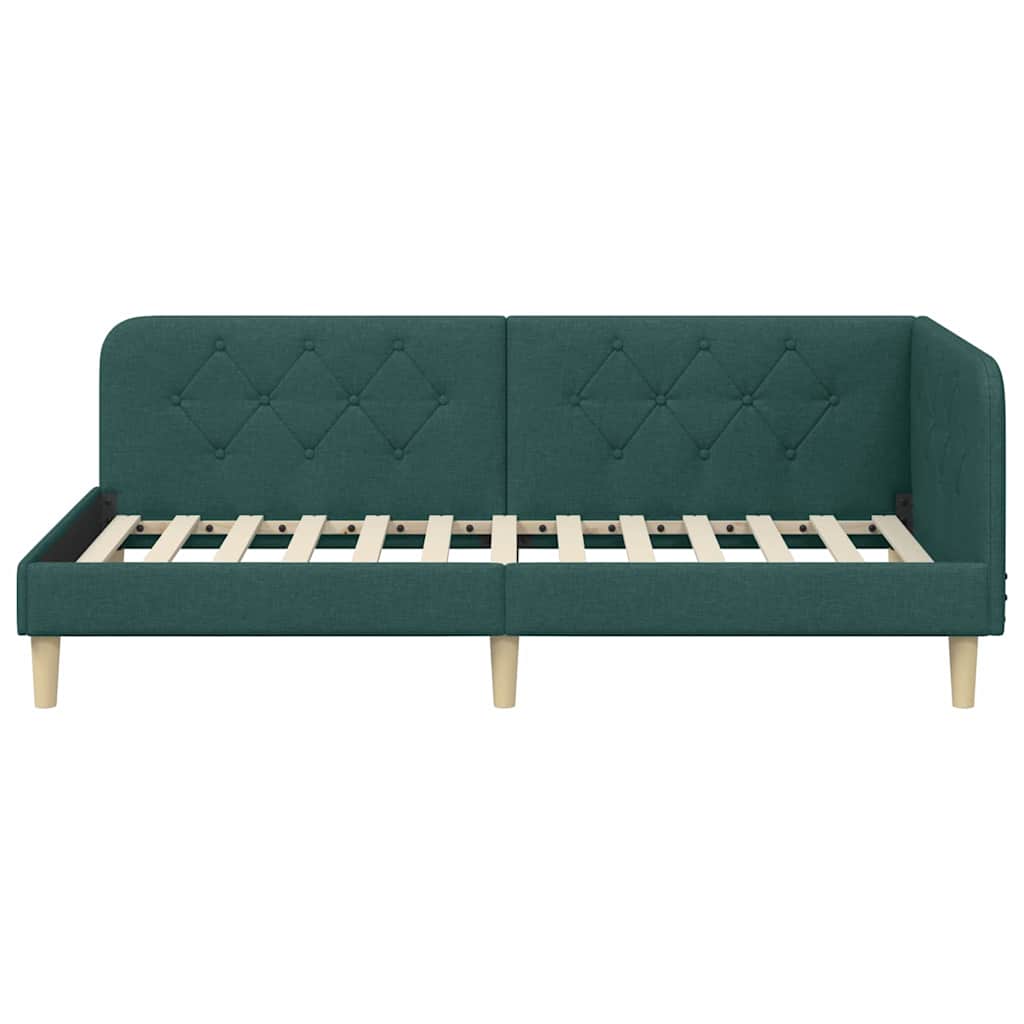 vidaXL Κρεβάτι Γωνίας Σκούρο Πράσινο 100 x 200 cm ύφασμα