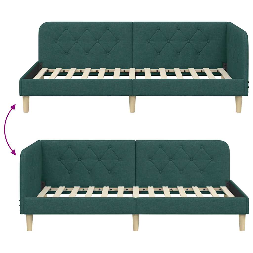 vidaXL Κρεβάτι Γωνίας Σκούρο Πράσινο 100 x 200 cm ύφασμα