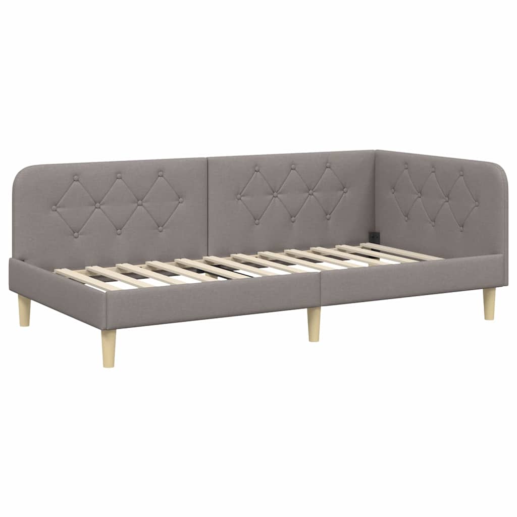 vidaXL Κρεβάτι Γωνίας Taupe 100 x 200 cm ύφασμα