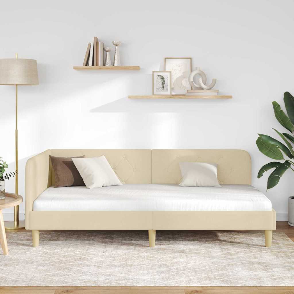 vidaXL Κρεβάτι Γωνίας Κρεμ 100 x 200 cm ύφασμα