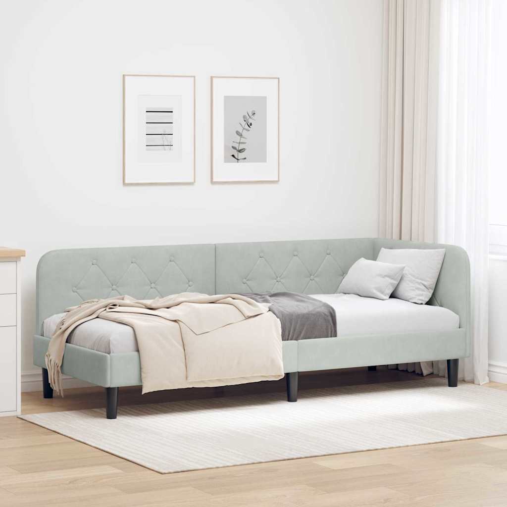 vidaXL Κρεβάτι Γωνίας Ανοιχτό γκρι 80 x 200 cm Βελούδο