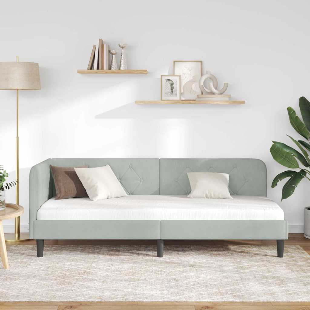vidaXL Κρεβάτι Γωνίας Ανοιχτό γκρι 80 x 200 cm Βελούδο