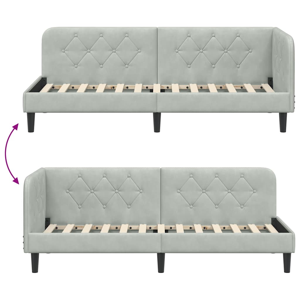 vidaXL Κρεβάτι Γωνίας Ανοιχτό γκρι 80 x 200 cm Βελούδο