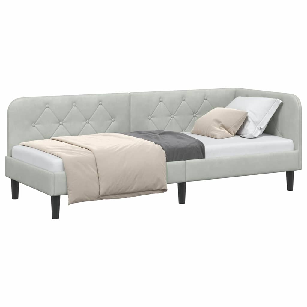 vidaXL Κρεβάτι Γωνίας Ανοιχτό γκρι 80 x 200 cm Βελούδο