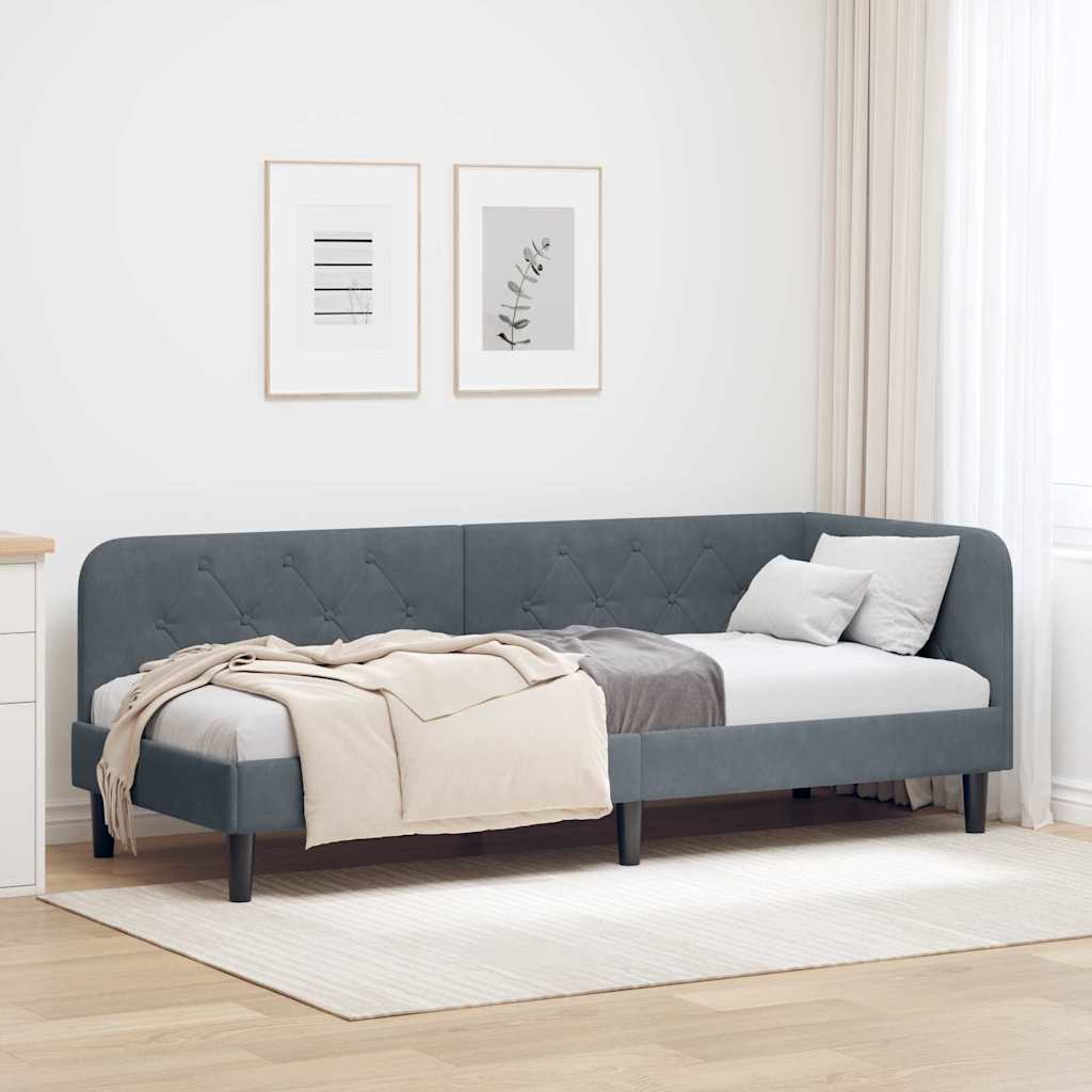 vidaXL Κρεβάτι Γωνίας Σκούρο Γκρι 80 x 200 cm Βελούδο