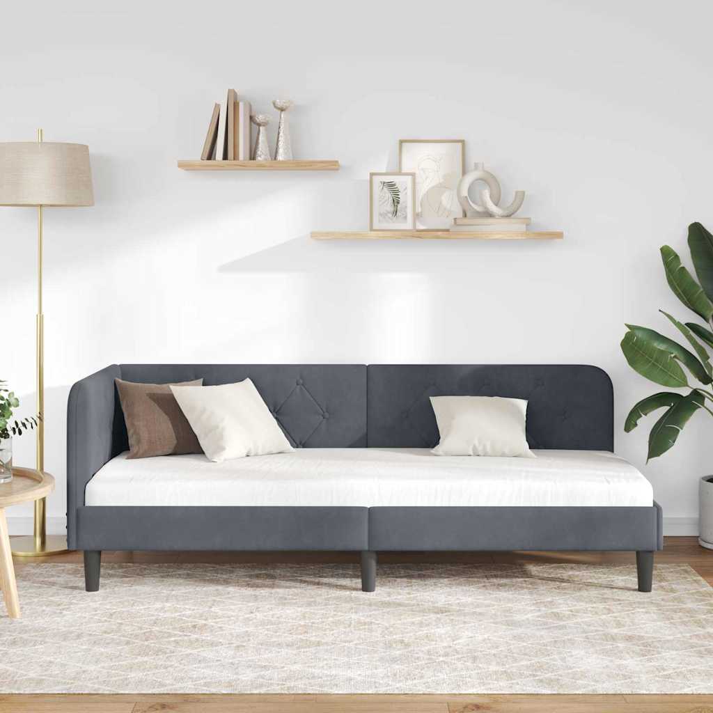 vidaXL Κρεβάτι Γωνίας Σκούρο Γκρι 80 x 200 cm Βελούδο