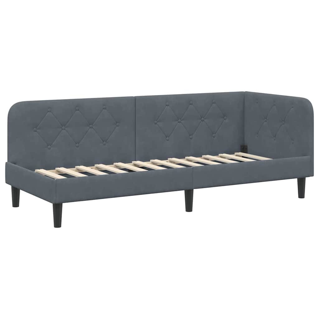 vidaXL Κρεβάτι Γωνίας Σκούρο Γκρι 80 x 200 cm Βελούδο