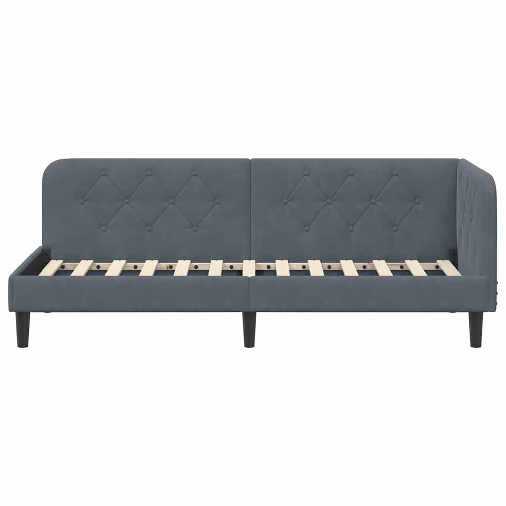 vidaXL Κρεβάτι Γωνίας Σκούρο Γκρι 80 x 200 cm Βελούδο