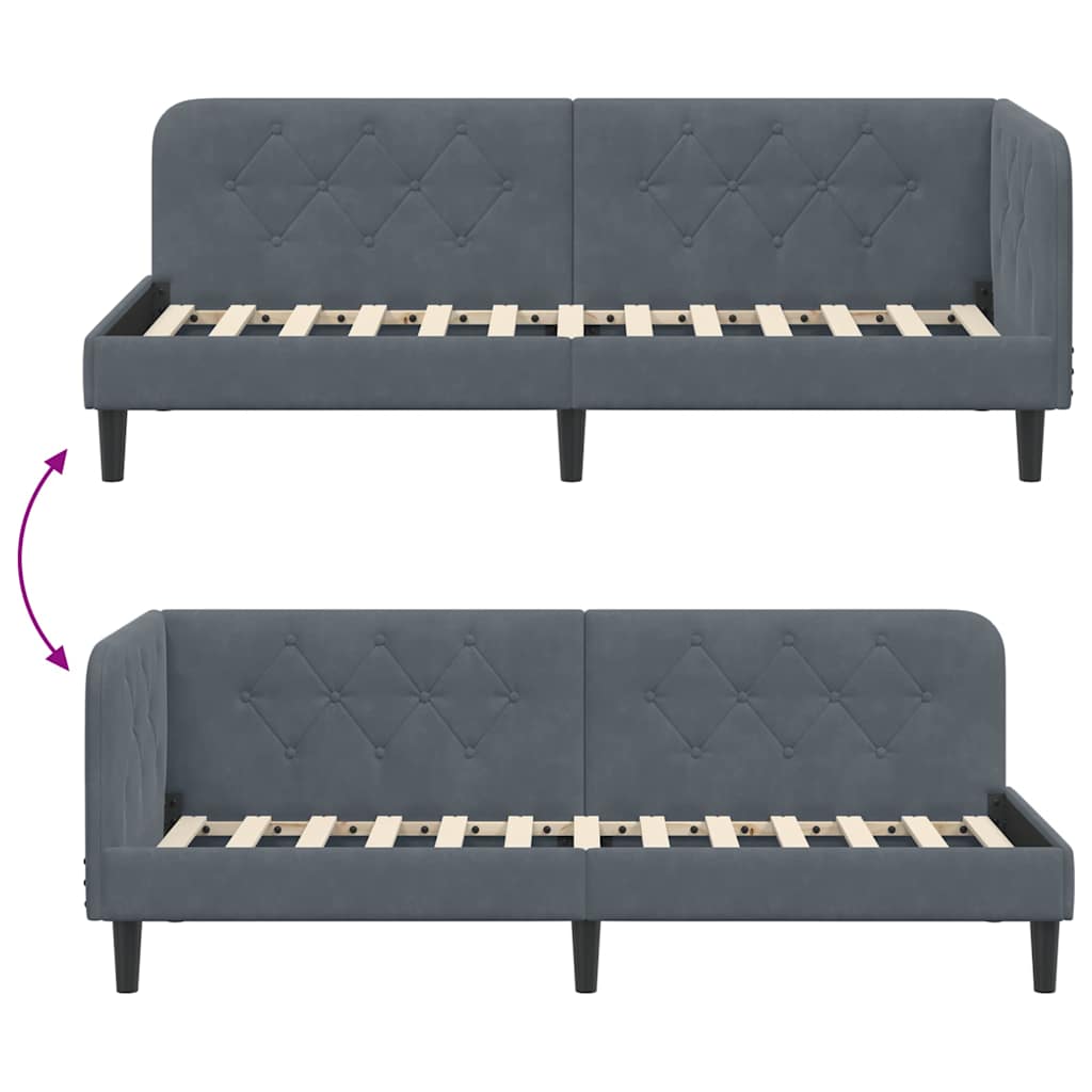vidaXL Κρεβάτι Γωνίας Σκούρο Γκρι 80 x 200 cm Βελούδο
