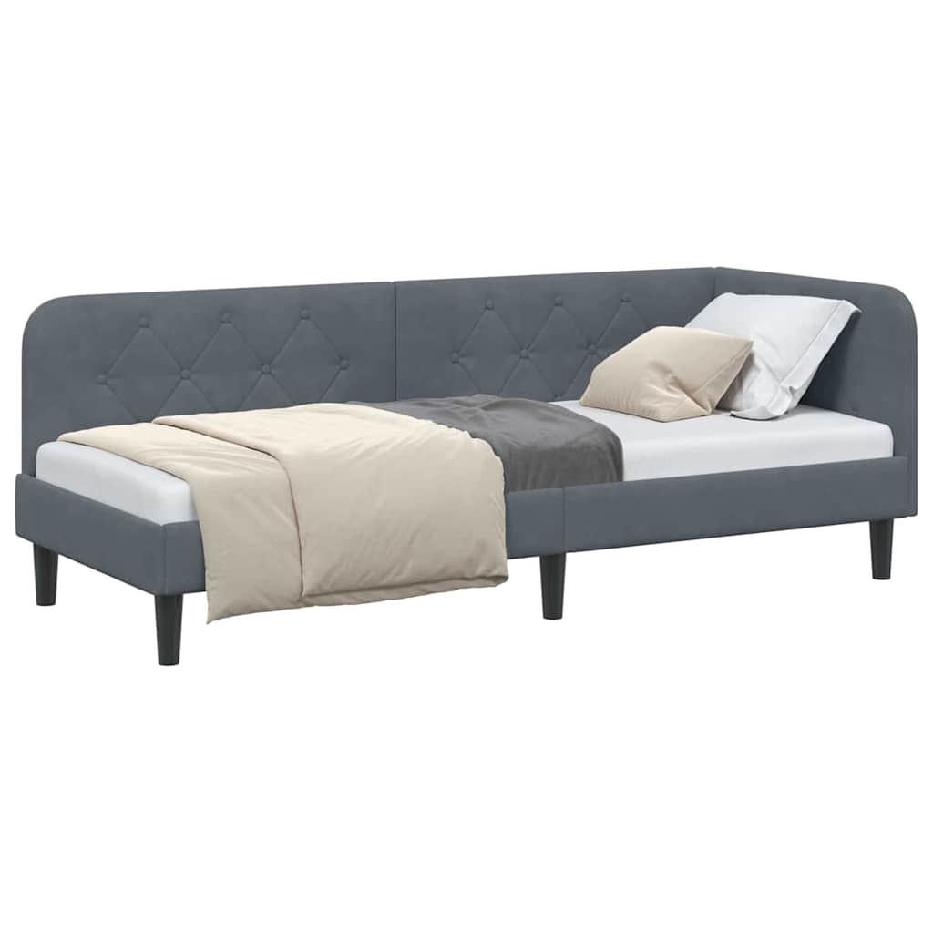 vidaXL Κρεβάτι Γωνίας Σκούρο Γκρι 80 x 200 cm Βελούδο