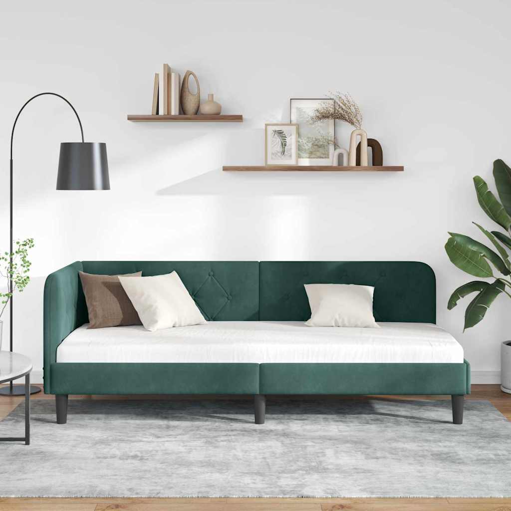 vidaXL Κρεβάτι Γωνίας Σκούρο Πράσινο 80 x 200 cm Βελούδο