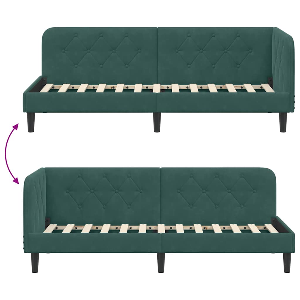 vidaXL Κρεβάτι Γωνίας Σκούρο Πράσινο 80 x 200 cm Βελούδο